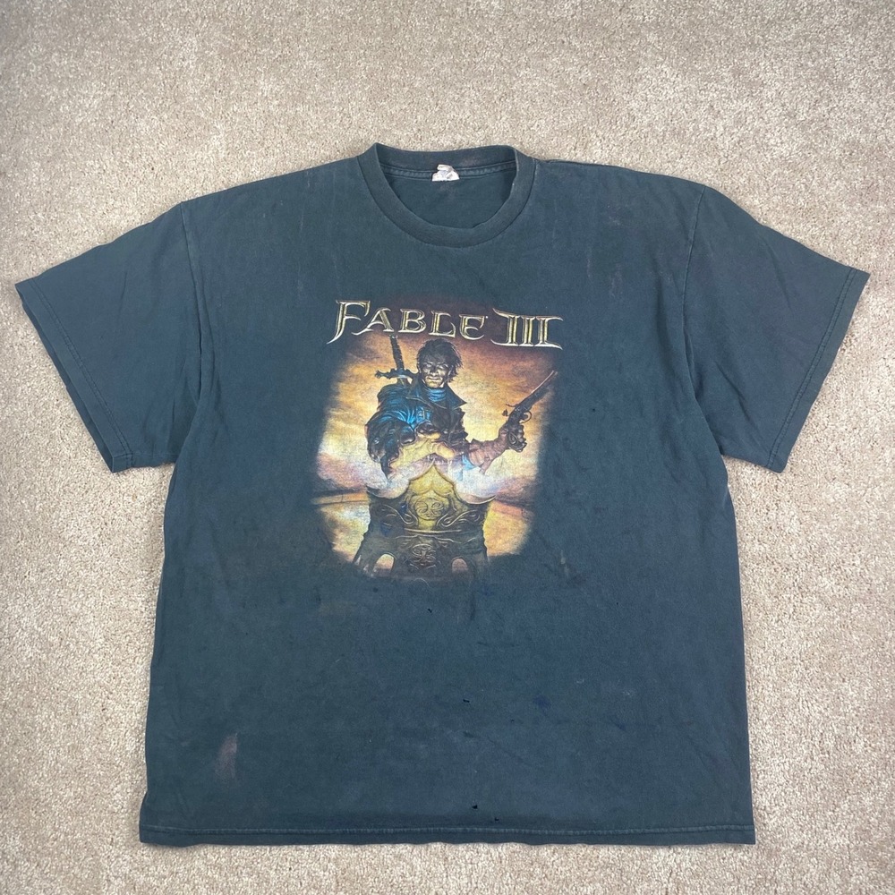 Vintage Fable III Xbox 360 Promo T-Shirt XL Delta Pro Weight Black Distressed